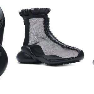 Collina Strada FCTRY LAB Black Mesh Rufl Boots